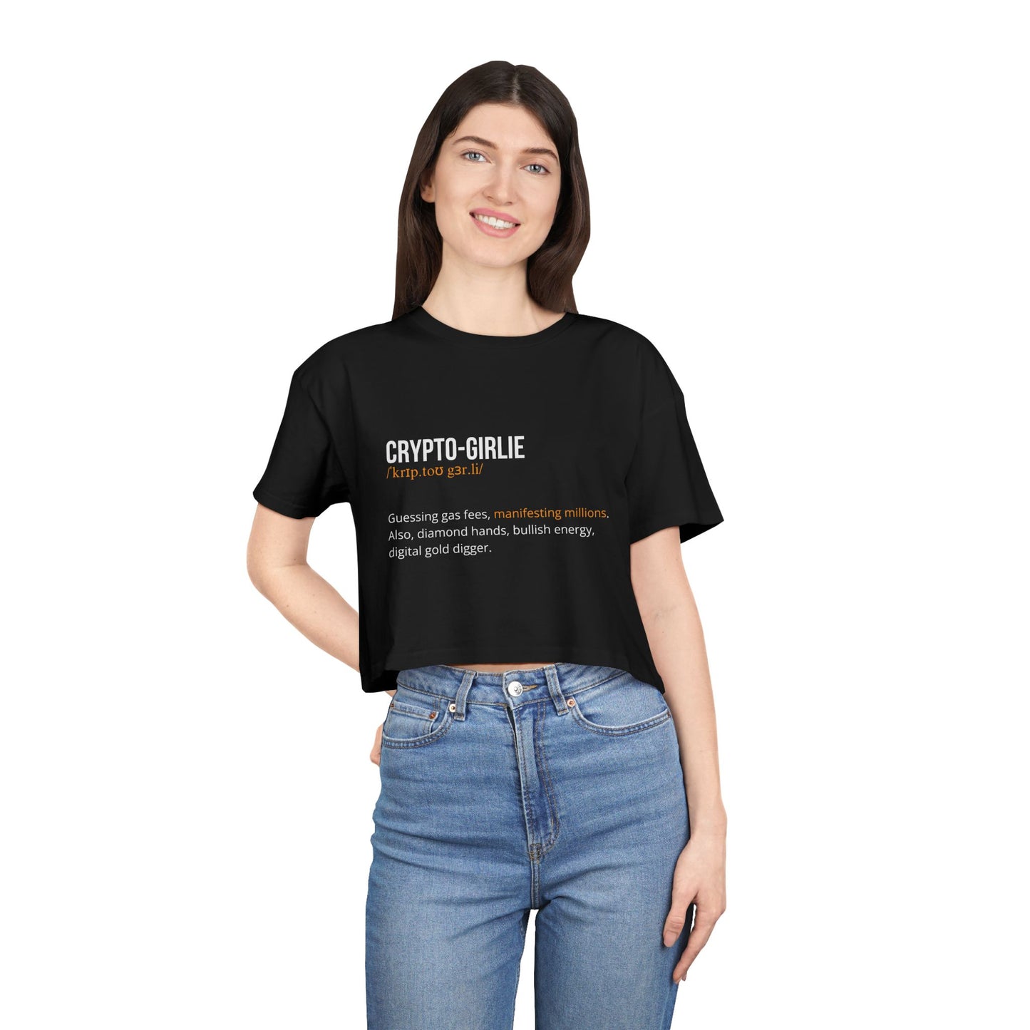 Crypto Girlie Black - Women's Crop top tee
